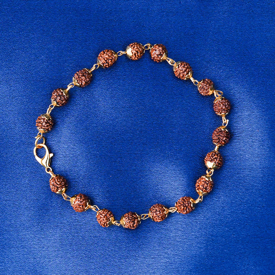 Gold Plated Rudraksha Bracelet for Men & Women