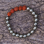 Natural Pyrite Bracelet with Rudraksha