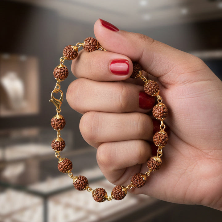 Gold Plated Rudraksha Bracelet for Men & Women