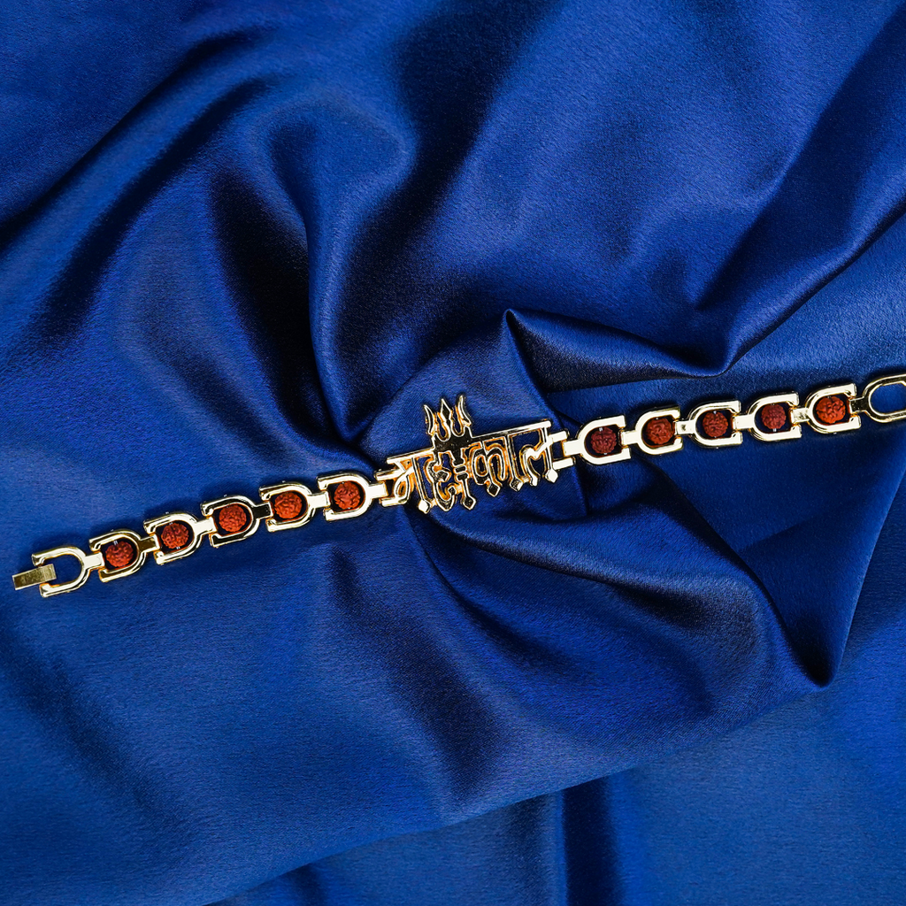 Rudraksha Gold Plated Mahakaal Bracelet for Men & Women