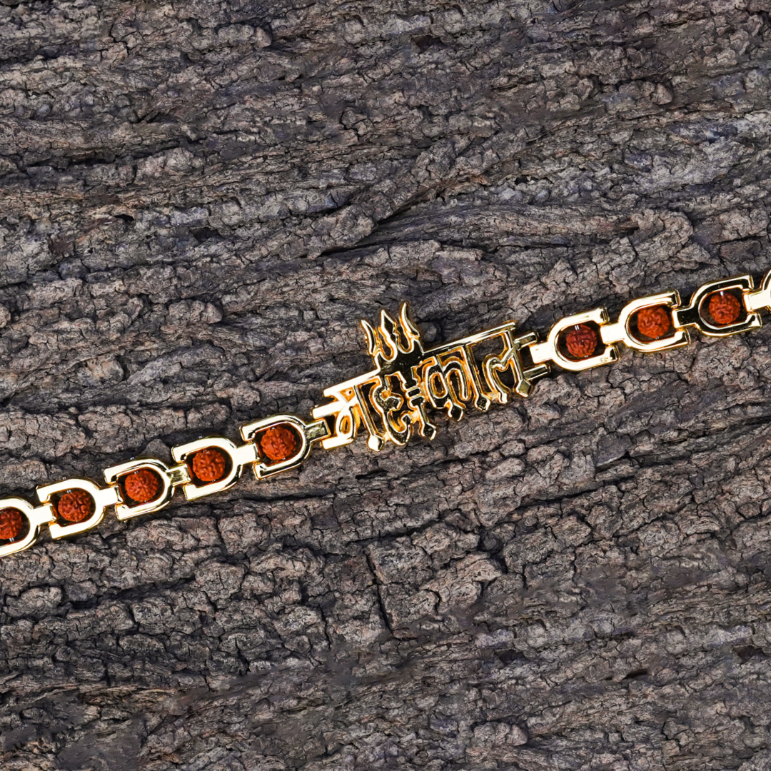 Rudraksha Gold Plated Mahakaal Bracelet for Men & Women