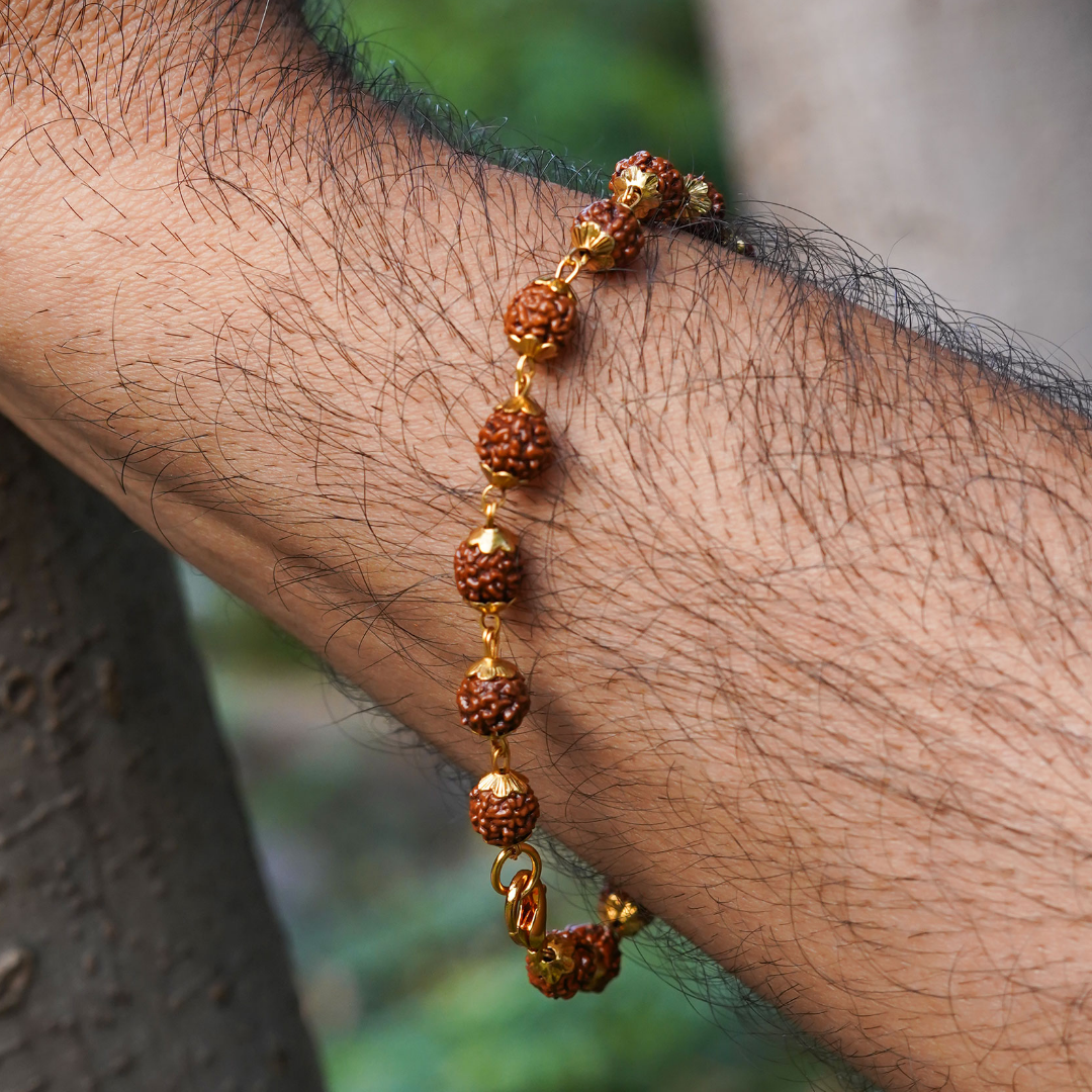 Gold Plated Rudraksha Bracelet for Men & Women