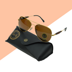Ray Ban Golden Brown Metal Aviator Sun Glass